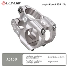 LUNJE MTB 도로 자전거 스템 CNC 초경량 짧은 핸들 바 브리지 전력 31.8x35mm 고강도 등반 라이저, 07 Titanium, 1개