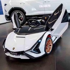 유아전동차 람보르기니 전동푸쉬카 4륜 아기자동차 사륜 전동카, 전기 구동, 노블화이트4륜가죽시트