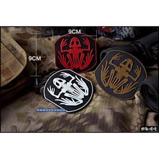 野戰搖滾 海豹骷髏蛙 立體 PVC 肩章 泥色 紅色 白色 生存遊戲裝備, 1個