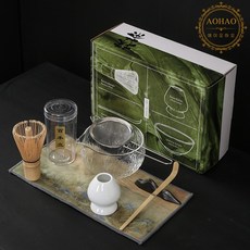AOHAO 투명 유리 말차 도구 3/4/5/6/7/8 PCS 세트, 2세트, 7pcs