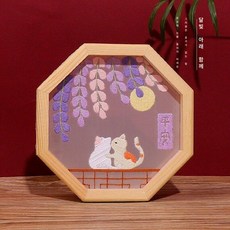 DIY 자수도안 취미키트 초보자 만들기, 문라이트 컴패니언십 면직물, 1개