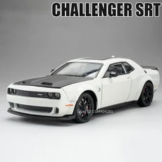 1:24 챌린저 SRT Hellcat 합금 경찰차 다이캐스트 모델 장난감 앞바퀴 스티어링 사운드 라이트 풀백 차량, 03 White, 1개
