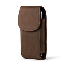 Hengwin 벨트 클립이 있는 천연 가죽 휴대폰 홀스터 케이스 아이폰 16 프로 맥스 15 14 13 삼성 갤럭시 S25 울트라 S24 홀더 폰 파우치 벨트용 브라운 1531, Brown, Small, 1개