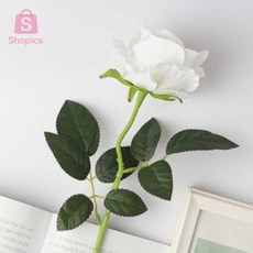 [샵피카] 장미조화 화이트 조화꽃송이 가짜꽃 성묘용조화 인조꽃
