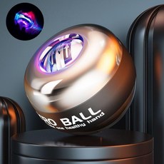 GMS 크립볼 금속 코어 자이로볼 전완근 단련 투수 손목 악력기 낙하 방지 로프 포함, 1개, 풀 메탈릭 중력 1단계 컬러풀조명