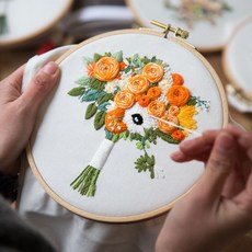 刺繡手工diy材料包 刺繡diy立體製作繡品初學者繡花孕婦手工自繡蘇繡布藝禮物材料包, 1個, 山花爛漫+圖文影片教學,附繡圈