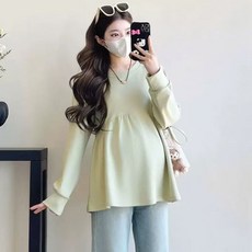 임산부 봄 가을 긴팔 티셔츠 임부 루즈핏 편안한 긴팔티 임부복 상의 YLP