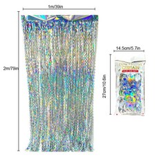 실버 포일 프린지 레이저 커튼 파티 장식 사진 배경막 생일 결혼식 크리스마스 졸업, 1개, 1. 실버