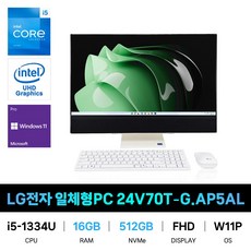 IT_LG전자 일체형PC 24V70T-G.AP5AL 60.4cm(24인치) RAM 16GB/SSD 512GB교체 재고보유, 단일옵션, 16GB