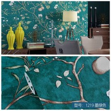 풍 빈티지벽지 레트로 옛날 패턴 엔틱시트 감성, H. 119 녹색 두꺼운 대형 롤 자체 접착 및 조각으