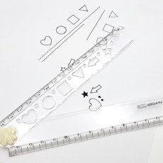 접이식 도형 30cm 모양자 1+1 막대자 팬시 도형그리기 문구용자 플라스틱자 휴대용 필통 어린이자 학생자, 2개, 색상랜덤