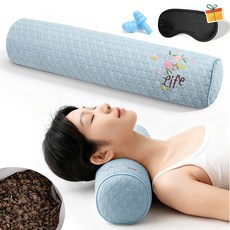 Folvia 인체공학 시원한 메밀 경추베개 높이조절 편안한 목지지 숙면 수면베개, 1개, 블루