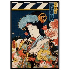 BOLUO GALLERY 菠蘿選畫所 浮世繪 舞妓 APUP3412B 掛畫, 黑色