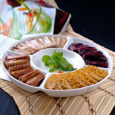 【開發票/統編】餐盤 陶瓷餐盤 碟子 盤子 家用陶瓷盤子 創意餐盤 果盘卤水拼盘家用酒店创意盘异形盘子套装纯白餐具干果389990, 1個, 10寸五果盘24厘米