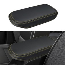 INTGET 센터 콘솔 커버 2024 2025 쉐보레 트랙스 가죽 팔걸이 커버 중간 암 레스트 커버 중앙 콘솔 뚜껑 프로텍터 2024 2025 쉐보레 트랙스 액세서리용, 옐로우 스티치