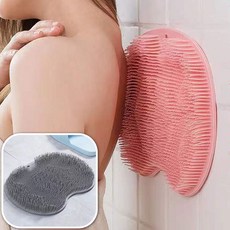 1+1 흡착식 셀프 등밀이 초간단 벽부착 바디 풋 등 샤워 브러쉬, 그레이+핑크