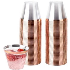 玫瑰金邊一次性水果杯 點心杯, 1箱, 100個裝