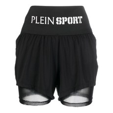 플레인스포츠 로고 프린트 더블 레이어드 쇼츠