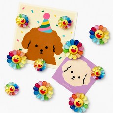 후암마켓 스마일 플라워 마그넷 귀여운 인테리어 냉장고 자석 10p, 혼합색상