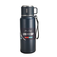 에코럭키 컵뚜껑 보냉 보온병 800ml 대용량, 컵있는 보온병-네이비, 1개