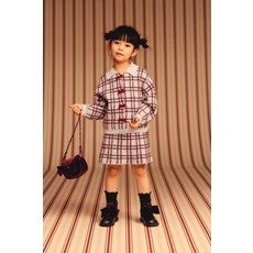 [국내발송] 자라 ZARA 벨벳 보우 체크 니트 재킷 - 레드