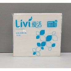 優活抽取式擦手紙巾 200抽 原生紙漿, 1個