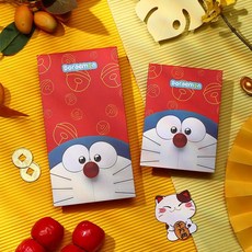 新年好物 2026兒童生日個性通用紅包 可愛哆啦A夢卡通紅包厚款滿月小紅包袋, 1個, 快樂叮噹,長款10個（百元平放）