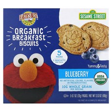 어스 베스트 아침 식사 비스킷 2세 이상 블루베리 5팩 각 0.7온스 20g Earth's Best Organic Breakfast Biscuits 2 Years and Up