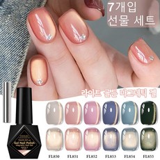 6색 캣아이 젤 네일 폴리쉬 기프트 박스 세트 샴페인 골드 세미퍼머넌트 글리터 마그네틱 젤 소크오프 UV LED 바니쉬 디자인 10ml, 6색 풀 세트, 20g, 1개