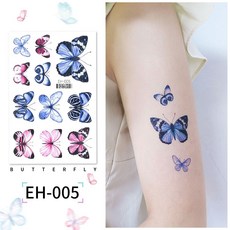 大邱紋身蝴蝶系列紋身貼紙 買10送2 臉貼 化妝舞會 刺青貼紙 T58D, 1個, EH-005(蝴蝶)