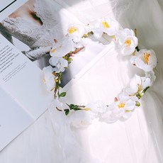 셀프 웨딩 촬영 조화 화관 사진관 스튜디오, 블러썸플라워 화관 - 화이트, 블러썸플라워 화관 - 화이트