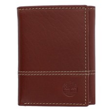 Timberland 남성용 가죽 RIFD 차단 3단 지갑 코냑