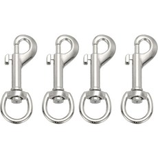 파티킬 4Pcs 플래그 회전 스냅 클립 2.7인치 헤비 듀티 합금 폴 로프 하드웨어 키 체인 목줄 가죽 공예용 스테인리스 액세서리 후크 골드 톤, 2.7 Inch, Silver Tone