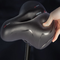 하로베 무통증 자전거 스프링 쿠션 안장, 1개, 블랙+레드