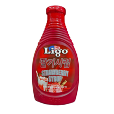 리고 딸기시럽 빙수재료 팥빙수 디저트 아이스크림시럽 토핑 식자재 급식 대용량, 4개, 585g