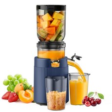 착즙기 녹즙기 스퀴저 오렌지 쥬서기 당근 과일 스무디 가정용 콜드프레스 주스 원액기 130mm 대구경 저속 원액 주서기 고섬유질 고경도 채소과일 착즙 가능 저소음 세척용이, 푸른 색, A9