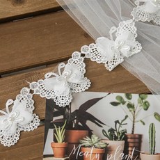 자수 나비 레이스 트림 화이트 원단 꽃 장식 리본, 1개, 2. C width5cm