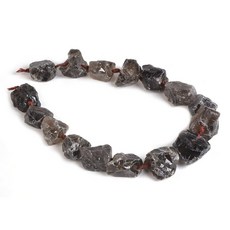천연 수정 석영 보석 덩어리 원석 그래듀에이티드 비즈 스트랜 Natural Smoky Quartz Crystal Nugget Raw Graduated Beads Strand 2mm