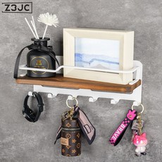 Z3JC 門口鑰匙掛鉤牆上壁掛鑰匙架牆壁掛架玄關進門掛牆多功能置物架, 1個, MKH1007-6白色(6鉤):螺絲打孔款