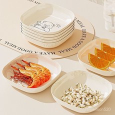 XIMM 卡通小熊造型吐骨碟 骨頭盤 塑料小吃碟 糖果點心盤, 加厚【5個裝+底座】可微波洗碗機,PP食品級全新材質（拒絕異味  拒絕黑點, 1個