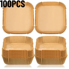 50/100PCS 일회용 갈색 프라이팬 패드 종이 패드 쿠키 치킨 윙 에그 타르트 일회용 베이킹 트레이 종이 홀, 01 100PCS