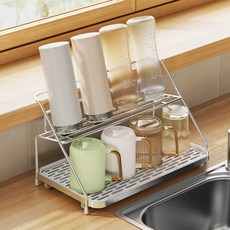 마글론 2단 스텐 컵거치대 텀블러 건조대, 18.5cm, 1개