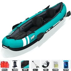 접이식 두꺼운 고무카약 피싱 바다 1인용 2인용 에어 카약, 2인용 카약+구명조끼+방수백