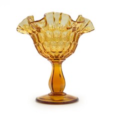 Antique 펜톤 엠버 글라스 썸프린트 컴포트 디저트 유리볼 빈티지 인테리어소품, 1개