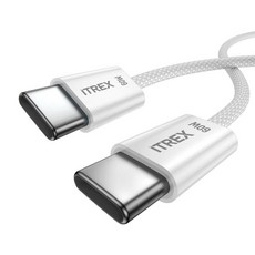 ITREX 아티스 C타입 케이블 60W 케이블/삼성 갤럭시/애플 아이폰/노트북 고속충전, 화이트, 1개, 120cm