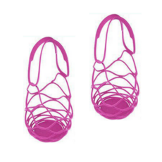 실리콘 와인 캐리어 가방 쇼핑백 파우치 세트, 다크핑크, 2개