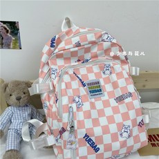 가방 여대생 디자인 감각 소규모 오리지널 격자 가방 중학생 한국판 일본어 대용량 백팩, 담귤가루