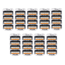 POLIIN 5중날 신형 면도날 (Black+Orange) 질레트 퓨전 프로글라이드 호환, 9개, 4개입