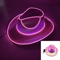 빛나는 장식 용품 빛나는 카우보이 모자 LED 진주 빛 카우보이 모자 파티를위한 패션 네온 라이트 모자, 09 cap 01