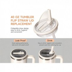스탠리호환 뚜껑 빨대 마개 플러그 스트로 캡 텀블러 일체형 누수방지, 1개, 40oz(1.18L) 말차 + 빨대